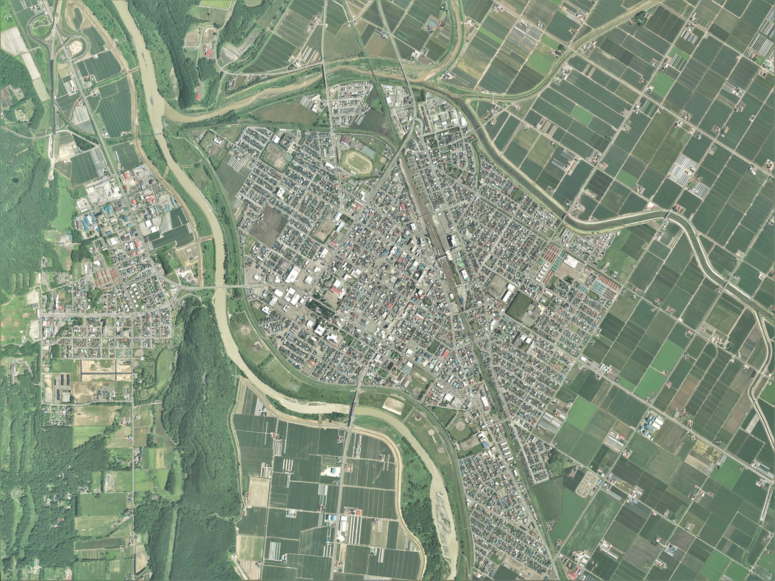 富良野市中心鳥瞰圖