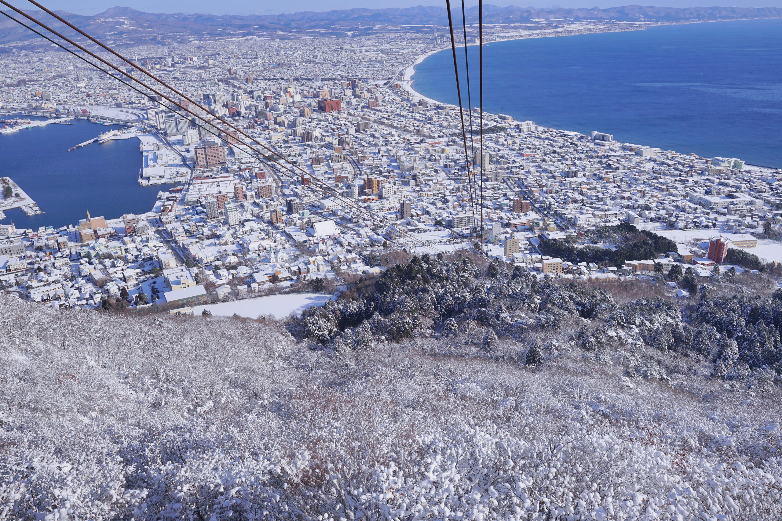 冬季函館山纜車俯瞰景色
