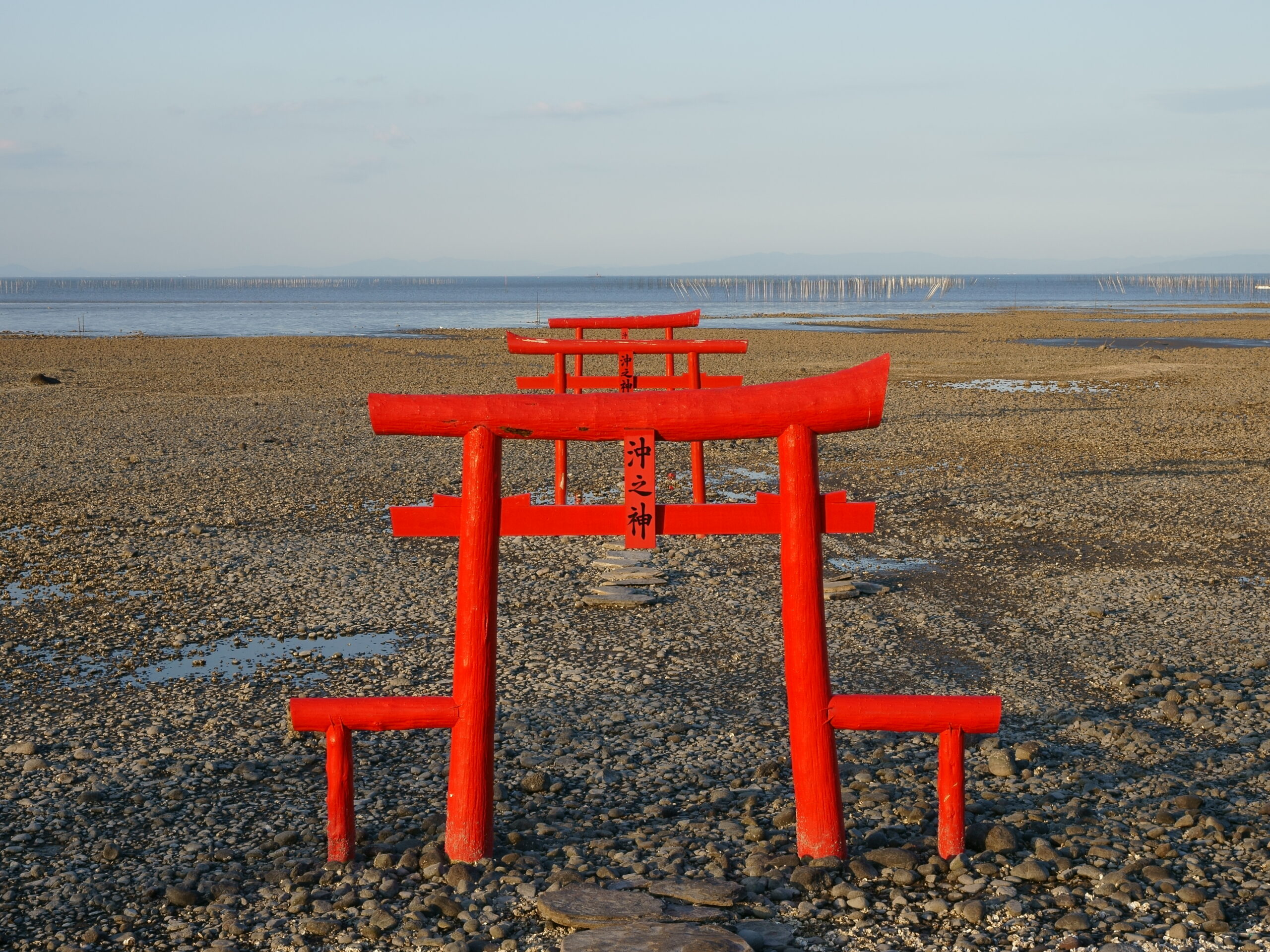 大尾火神社的海中鳥居，日落景色