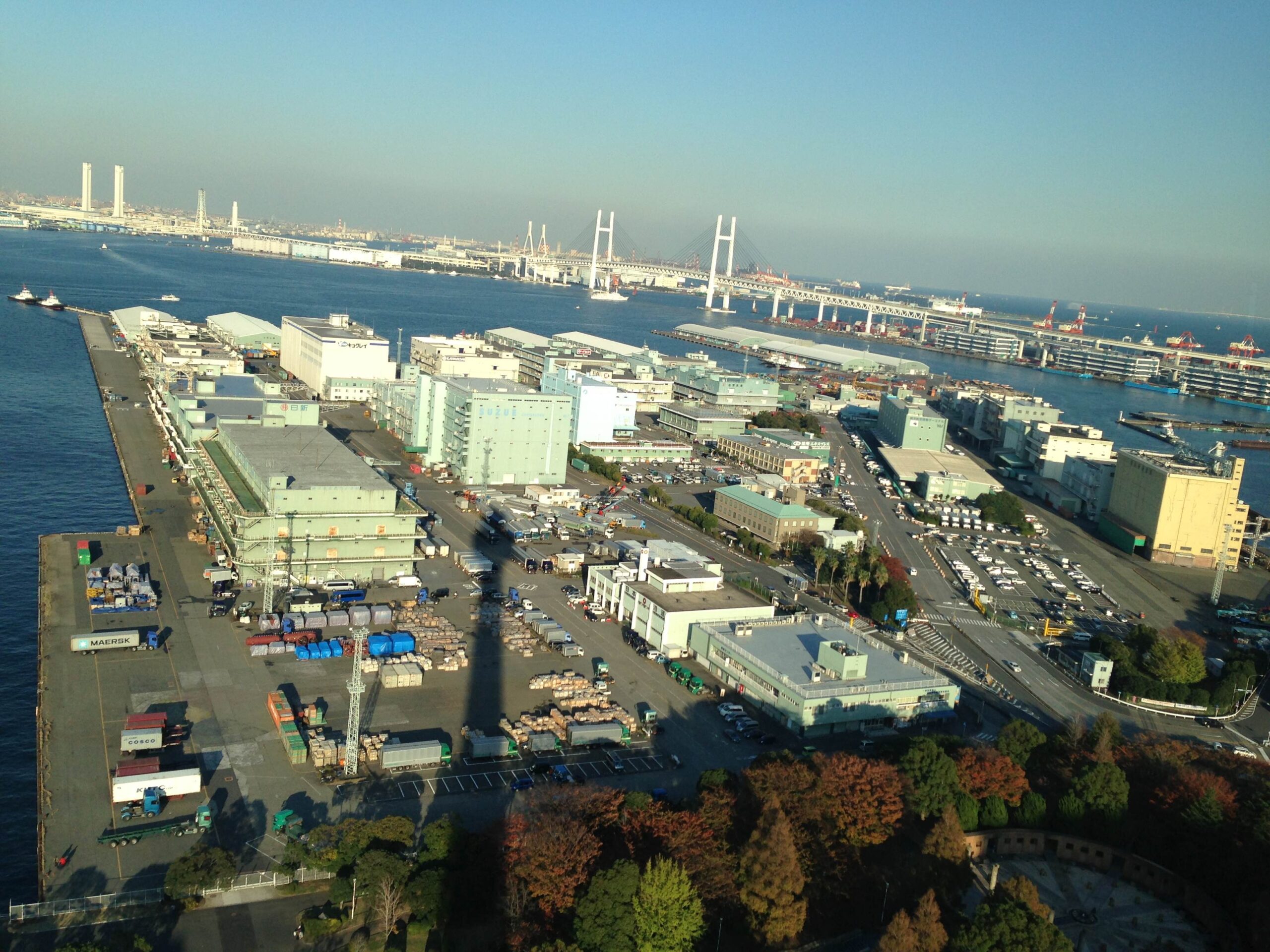 從橫濱海洋塔遠眺山下碼頭