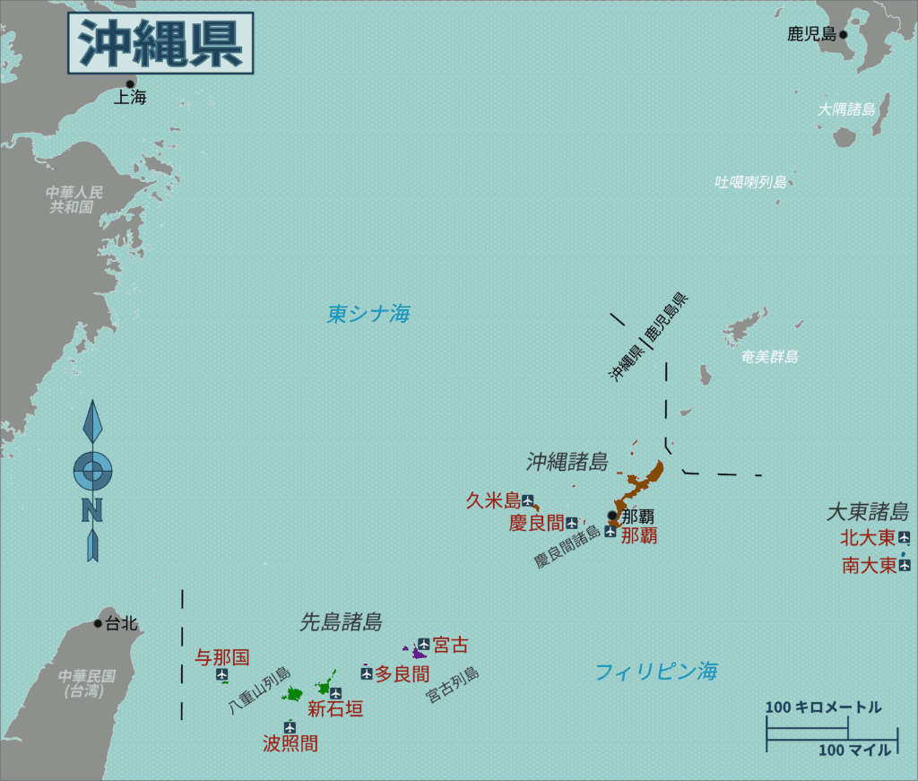 沖繩地圖:那霸市區、南部、中部、北部與離島分區位置