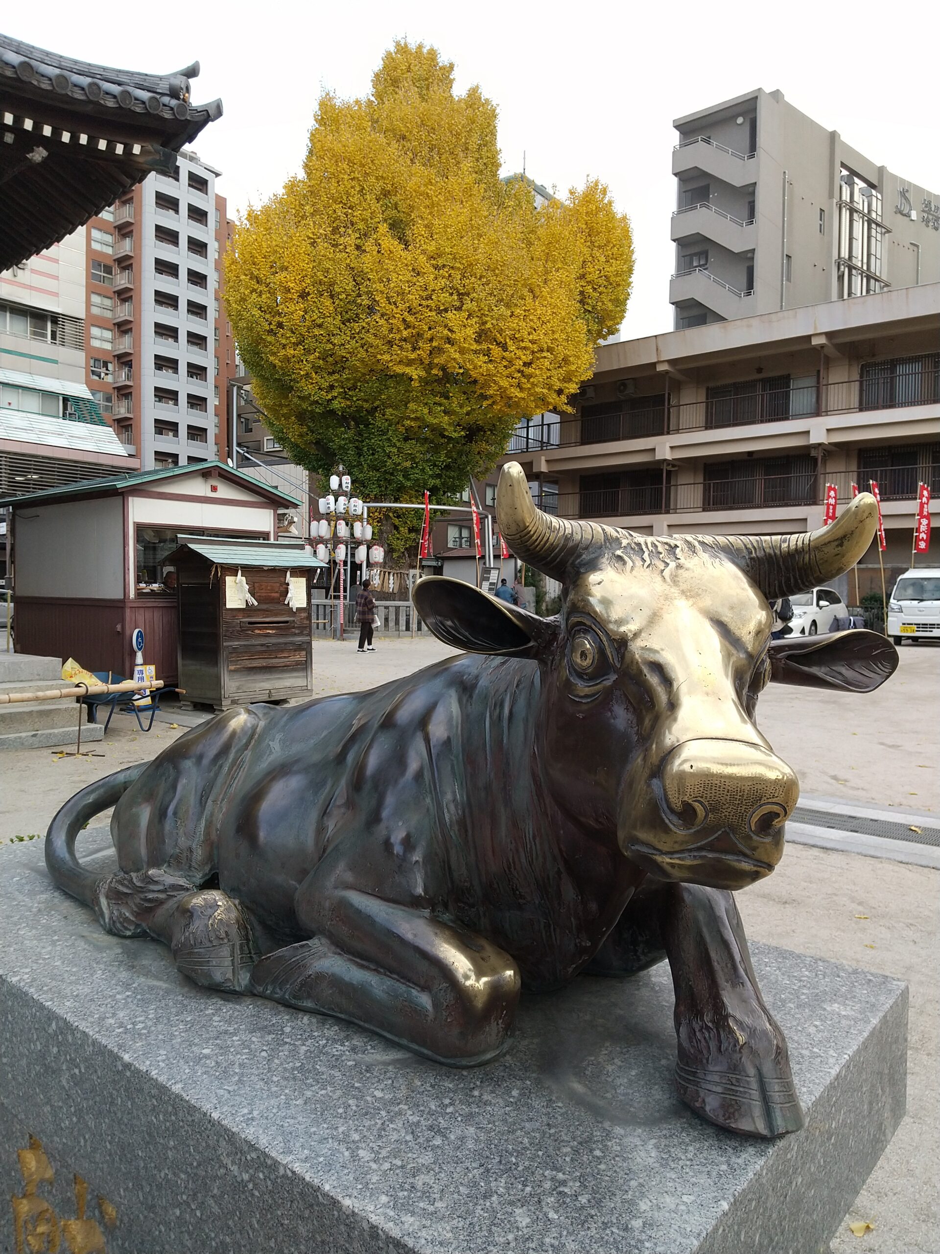 福岡博多區上川端町 櫛田神社 牛頭雕像與櫛田神社