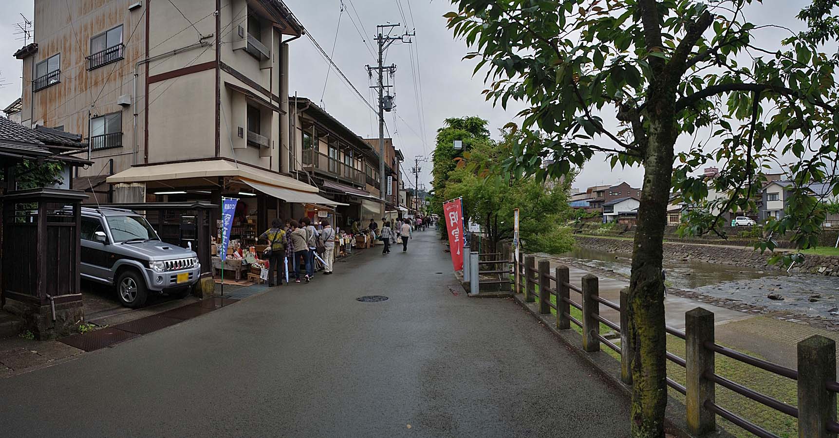 高山宮川朝市攤位和新鮮農產品