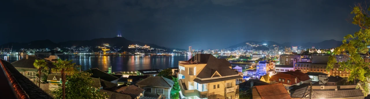 哥拉巴園夜間點燈與長崎港夜景