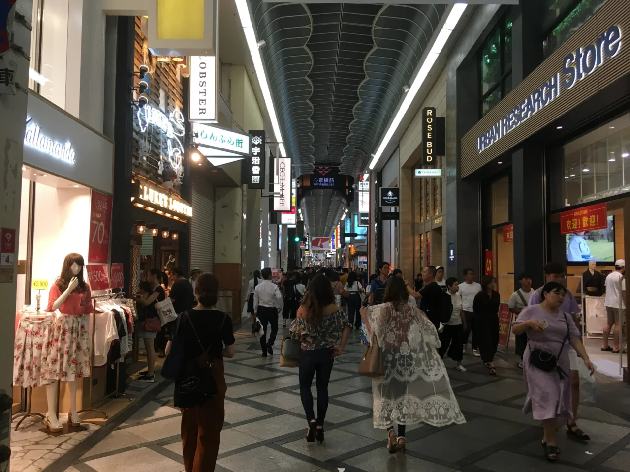 心齋橋筋拱廊商店街動線俯瞰