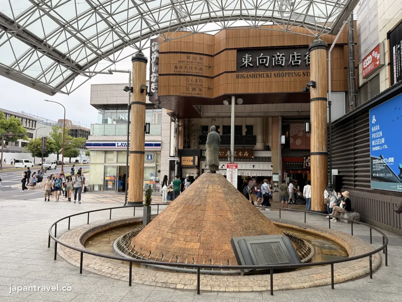 近鐵奈良站前的行基像噴水與東向商店街入口