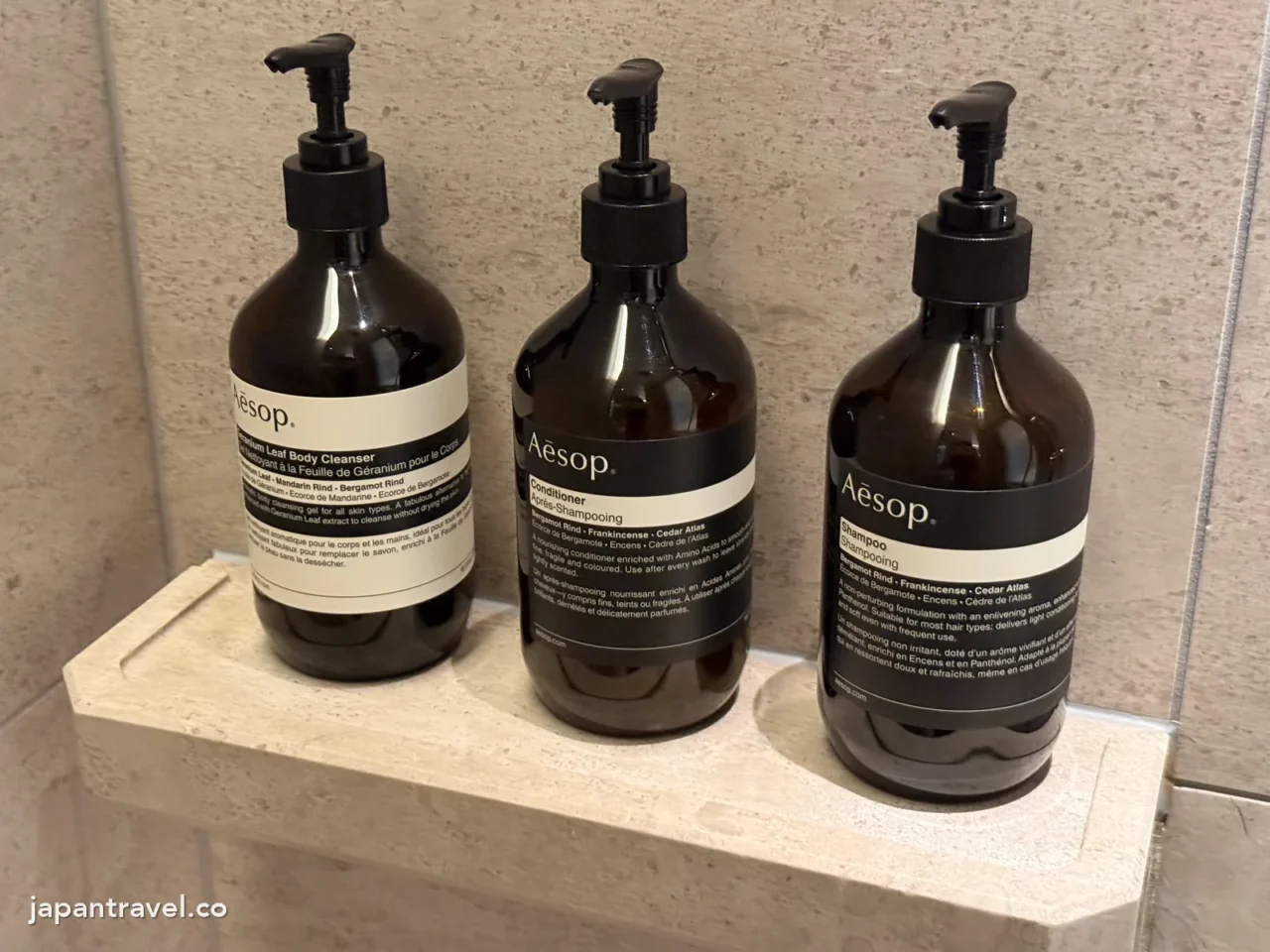 大阪華爾道夫浴室的Aesop沐浴用品